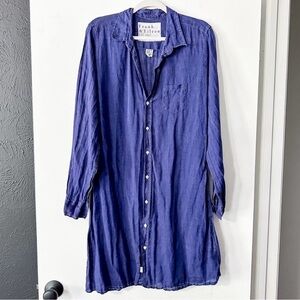 Frank & Eileen Murphy Shirtdress Linen Blue Navy Size XL
